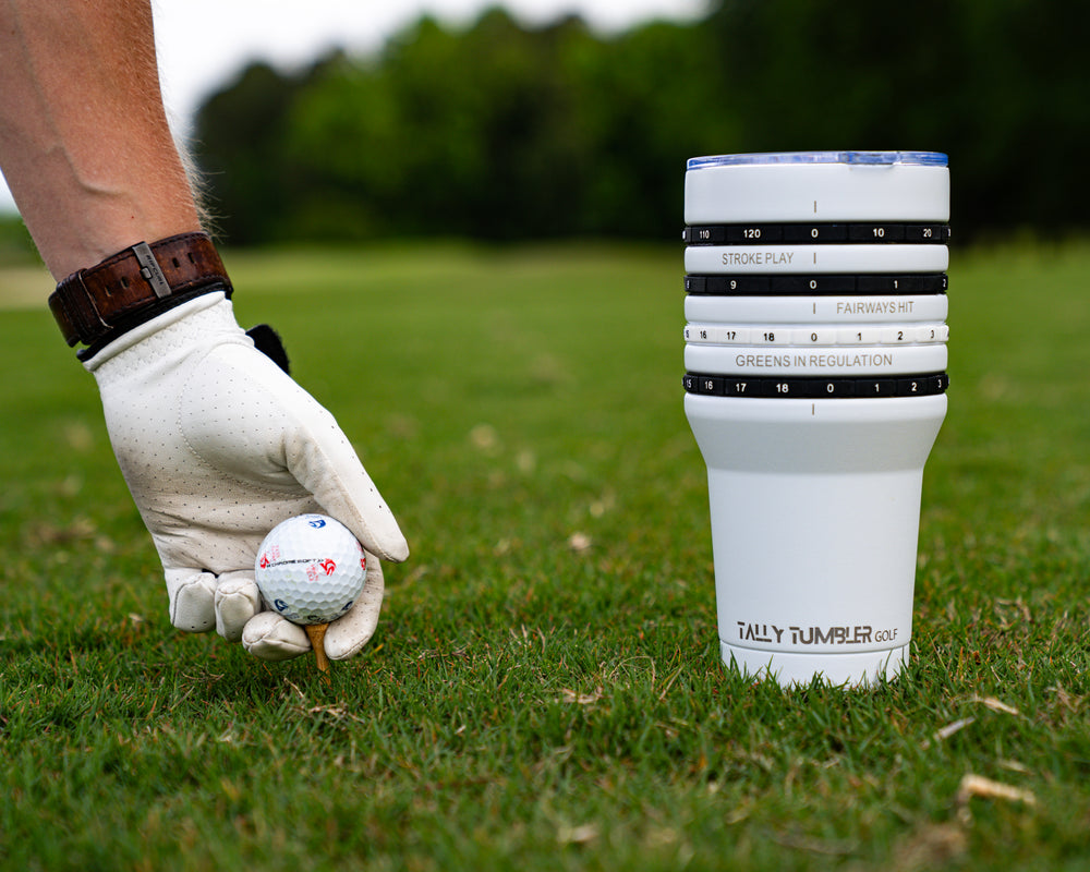 30oz white golf tumbler scorekeeper